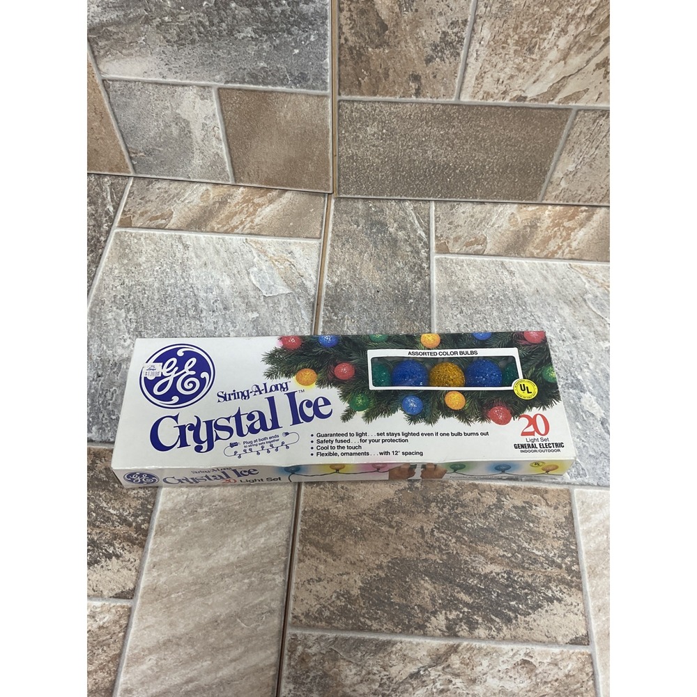 GE String-A-Long Crystal Ice 20 Light Set Vintage Multi Color Indoor Outdoor